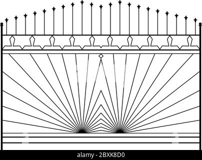 Schmiedeeisernes Tor, Tür, Zaun, Fenster, Grill, Geländer Design Stock Vektor