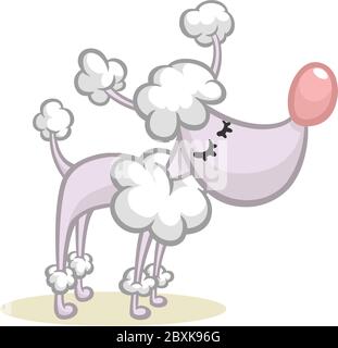 Graue Cartoon Pudel isoliert auf einem weißen Hintergrund. Vektorzeichen. Alle Teile getrennt, toll für Animation Stock Vektor