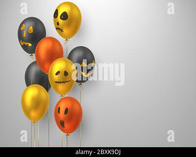 Halloween Luftballons mit Monstergesichtern. Stock Vektor