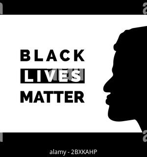 Schwarze Leben Sind Wichtig. Poster mit schwarzer Gesicht Silhouette. Menschlichkeit soziale Frage. Vektor Stock Vektor