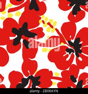 Blühende Mohnblumen Nahtloses Muster, Sommerblumen Blumenmuster Stock Vektor