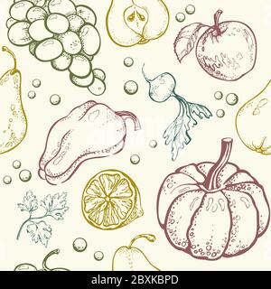 Gemüse und Obst nahtlose Muster Stock Vektor
