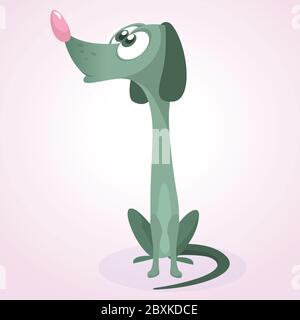 Cartoon Pharao Hund Hound. Vektor-Illustration von glücklichen mageren und dünnen Hund sitzen. Design für Symbol oder Aufkleber Stock Vektor