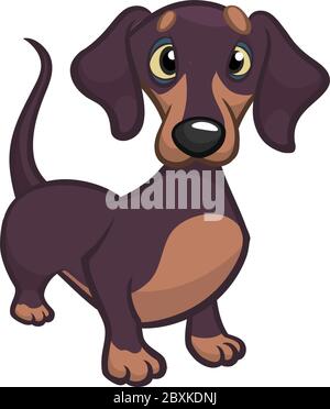 Cartoon Niedlichen Dachshund Hund. Vektorgrafik Stock Vektor