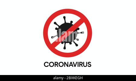 Flaches Coronavirus Verbotenes Symbol, Virenzeichen Stock Vektor