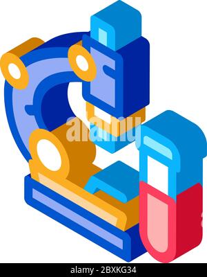 Blutuntersuchungen unter dem Mikroskop isometrische Symbol Vektor-Illustration Stock Vektor