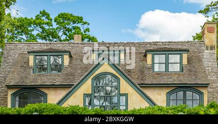 Detail eines Dering Harbor Hauses, Shelter Island, NY Stockfoto