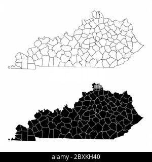 Kentucky County-Karten Stock Vektor