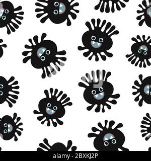 Nahtlose Muster Von Viren. Cartoon Hintergrund. Flache Vektorgrafik Stock Vektor