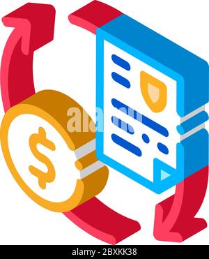 Zahlung per Geld für Sicherheitsdienste isometrische Symbol Vektor-Illustration Stock Vektor
