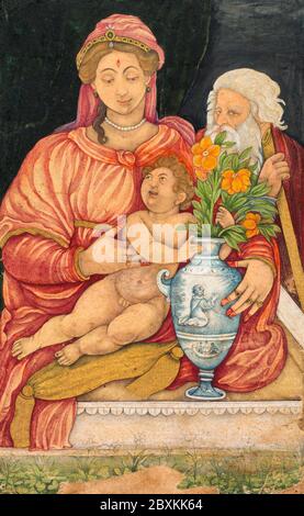 Die Heilige Familie, um 1620er Jahre, indische und südostasiatische Kunst Stockfoto