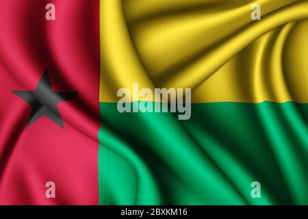 3d-Rendering wehende Seidenflagge von Guinea-Bissau Stockfoto