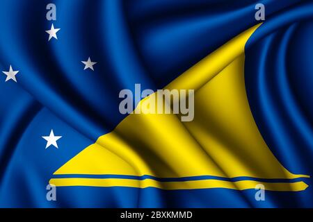 3d Rendering winkende Seidenflagge von Tokelau Stockfoto