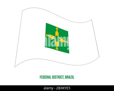 Federal District (Brasilien) Flagge schwenkten Vector Illustration auf weißem Hintergrund. Staaten Flagge von Brasilien. Stock Vektor