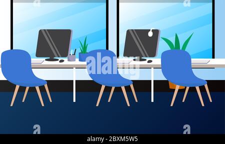 Mock-up-Illustration des leeren Arbeitsplatzes im Büro Stock Vektor