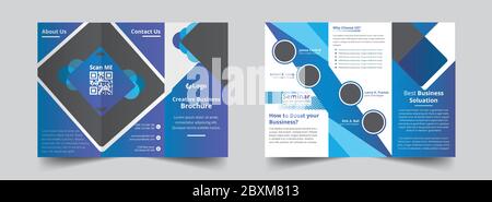 Kreatives Blaues Dreifaches Broschürenvorlagen-Design Stock Vektor