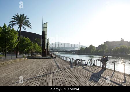 Eindrücke des umgestaltetenen Hafengeländes in Bilbao Stockfoto