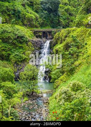 Maui, Hawaii Hana Highway Wailua Iki Falls Road nach Hana verbindet Kahului mit Hana Stockfoto