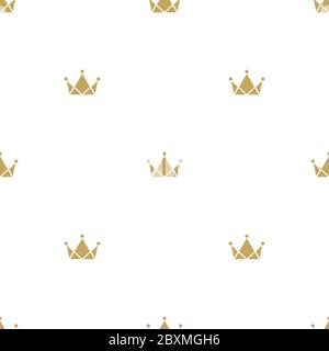 Nahtloses Ornament mit goldenen Kronen auf weißem Hintergrund. Royal, Luxus, vip, First Class. Monarchie, Autorität, Macht Tapete. Vektor einfaches Muster Stock Vektor
