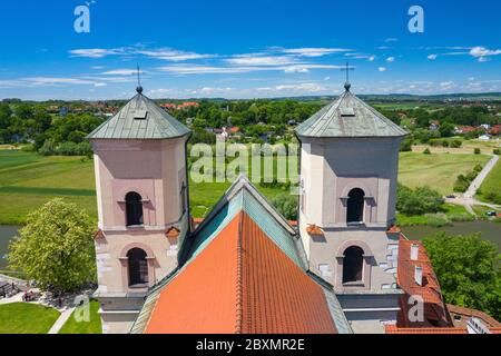 Kloster Tyniec in Krakau. Luftaufnahme der benediktinerabtei. Krakau, Polen. Stockfoto