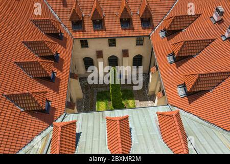 Kloster Tyniec in Krakau. Luftaufnahme der benediktinerabtei. Krakau, Polen. Stockfoto