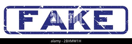 Grunge blau gefälschte Wort quadratische Gummi-Siegel-Stempel auf weißem Hintergrund Stock Vektor