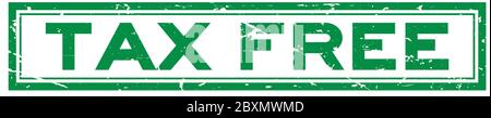 Grunge green tax free word square Gummidichtung Stempel auf weißem Hintergrund Stock Vektor