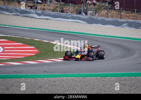 MONTMELLO, SPANIEN-10. MAI 2019: Red Bull RB15 Formel-1-Rennwagen (Fahrer: Max Verstappen) Stockfoto