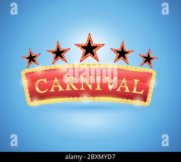Karneval Banner Retro-Stil mit fünf Sternen. Vektor-Illustration für Karnevalsposter. Stock Vektor