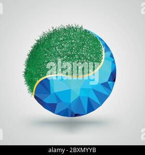 Yin Yang Gress und geometrische Polygon Vektor-Illustration für Balance Konzept Element Poster und Werbung Stock Vektor