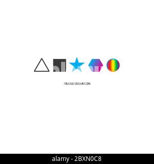 Logo-Coaching. Logo-Transformation, Transformation. Symbol des Coaches. Entwicklung im Geschäft. Farbwechsel von einfach zu komplex Stock Vektor