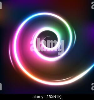 Spiral Gradient Licht Effekt auf dunklen Hintergrund Vektor-Illustration für Technologie und Verkauf Banner. Stock Vektor