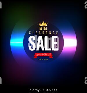 Verkauf Banner Dreieck Licht auf dunklem Hintergrund für Promotion Element Werbung. Stock Vektor