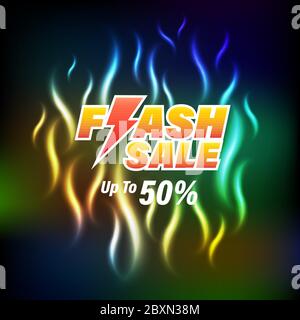 Flash-Verkauf Banner auf kühlen Feuer Vektor-Illustration für die Werbung. Stock Vektor