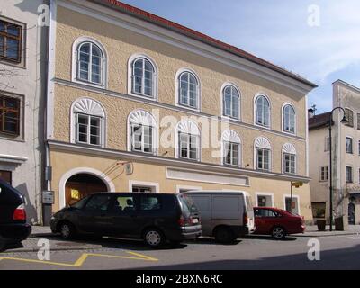 Geburtsort von Adolf Hitler in Braunau am Inn Stockfoto