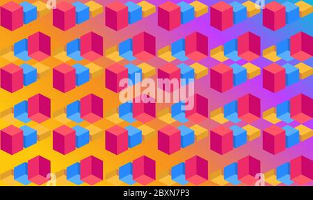 Digitale Textilgestaltung verschiedener Boxen auf abstraktem Hintergrund Stock Vektor