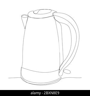 Durchgehende Strichzeichnung eines elektrischen Wasserkochers Stock Vektor