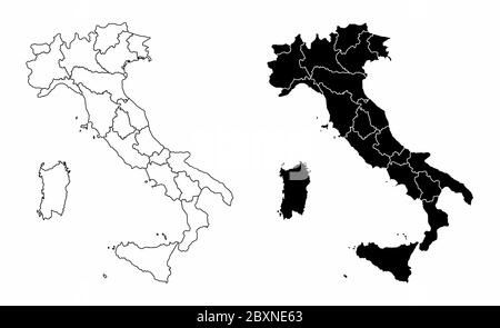 Italien Regionen Karten Stock Vektor