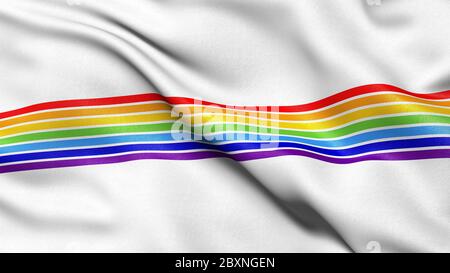 Flagge der jüdischen Autonomen Oblast winkt im Wind. 3D-Darstellung. Stockfoto