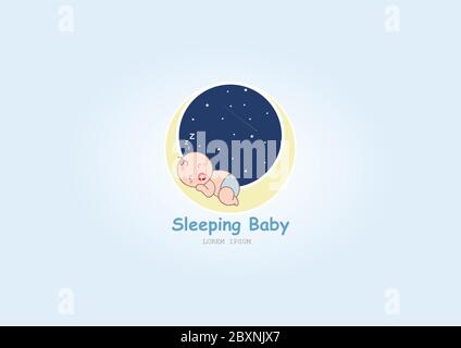 Baby schläft auf dem Mond Vektor Illustration Stock Vektor