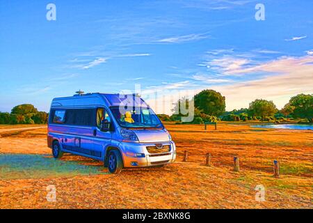 Wohnmobil Van Umbau in hellen bunten Farben von Lake New Forest Hampshire England UK Stockfoto