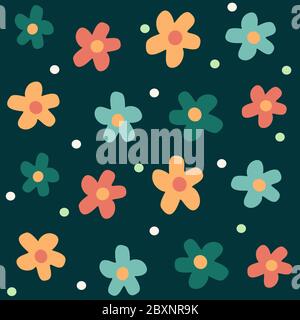 Nette bunte Gänseblümchen Blumen nahtlose Vektor Muster Hintergrund Illustration Stock Vektor