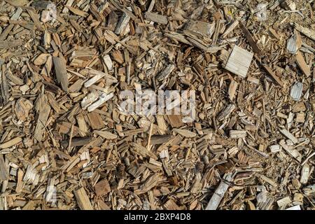 Hintergrund der kleinen Holzspäne von oben Stockfoto