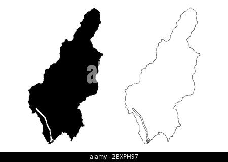 Hamhung City (Nordkorea, Demokratische Volksrepublik Korea, DVRK oder DVR Korea, Süd-Hamgyong Provinz) Kartenvektorzeichnung, Skizze Stock Vektor