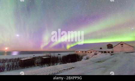 Wunderschöne Aurora Borealis oder besser bekannt als Nordlichter Blick in Island im Winter Stockfoto