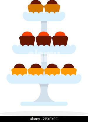 Cup Cakes Vektor flaches Material Design isoliertes Objekt auf weißem Hintergrund. Stock Vektor