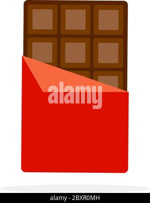 Tafel Schokolade in einer Verpackung Vektor flaches Material Design isoliertes Objekt auf weißem Hintergrund. Stock Vektor