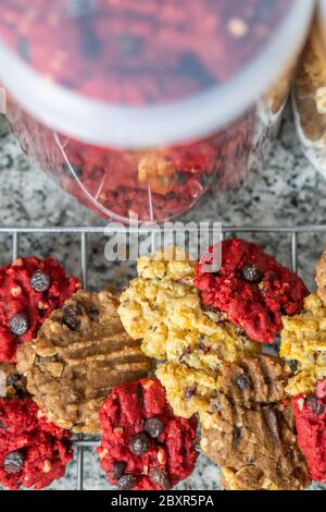 Nahaufnahme von hausgemachten Cookies. Stockfoto