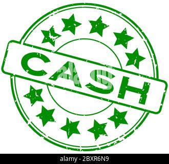 Grunge grün Cash Wort mit Stern-Symbol rund Gummi-Siegel-Stempel auf whtie backgroudn Stock Vektor