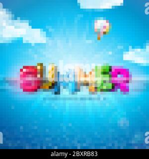 Vektor Sommer Illustration mit bunten 3d Typografie Brief auf Unterwasser Blue Ocean Hintergrund. Realistisches Sommer Urlaub Holiday Design für Banner Stock Vektor